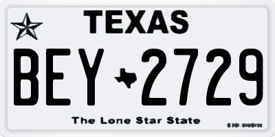 TX license plate BEY2729