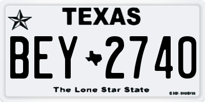 TX license plate BEY2740