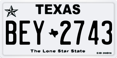 TX license plate BEY2743