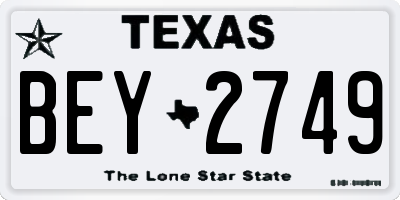 TX license plate BEY2749