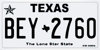 TX license plate BEY2760