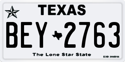 TX license plate BEY2763