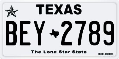 TX license plate BEY2789