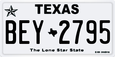 TX license plate BEY2795