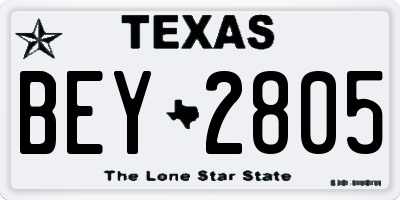 TX license plate BEY2805