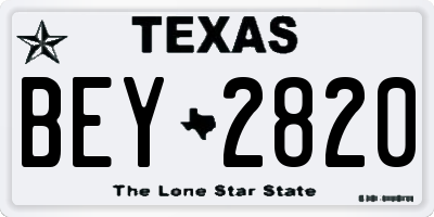 TX license plate BEY2820