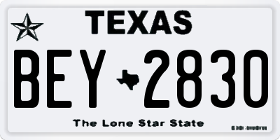TX license plate BEY2830