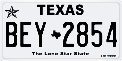 TX license plate BEY2854