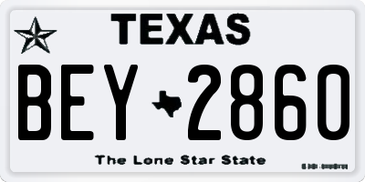 TX license plate BEY2860