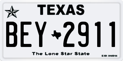 TX license plate BEY2911
