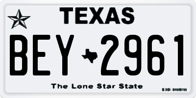 TX license plate BEY2961