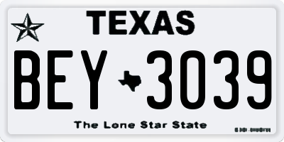 TX license plate BEY3039