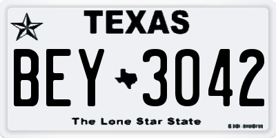 TX license plate BEY3042