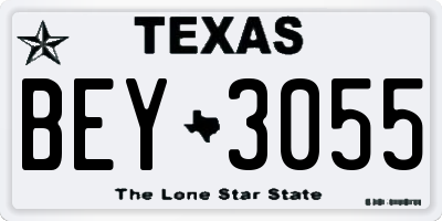 TX license plate BEY3055