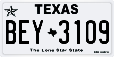 TX license plate BEY3109