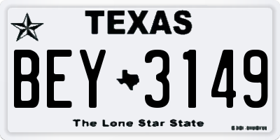 TX license plate BEY3149