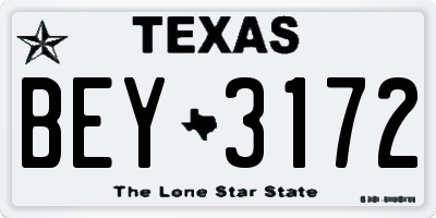 TX license plate BEY3172