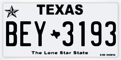 TX license plate BEY3193