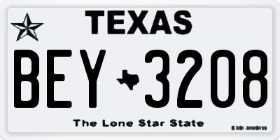 TX license plate BEY3208