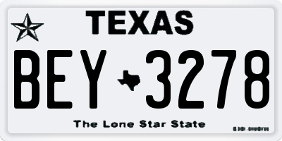 TX license plate BEY3278