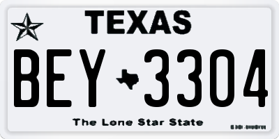 TX license plate BEY3304