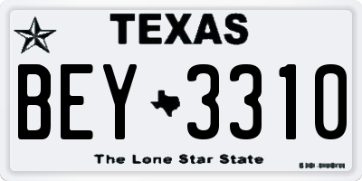TX license plate BEY3310