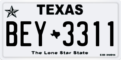 TX license plate BEY3311