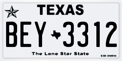 TX license plate BEY3312
