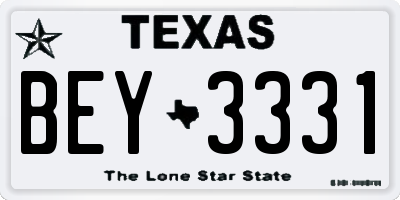TX license plate BEY3331