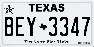 TX license plate BEY3347