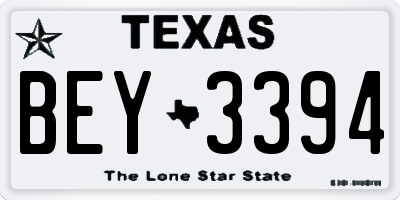TX license plate BEY3394