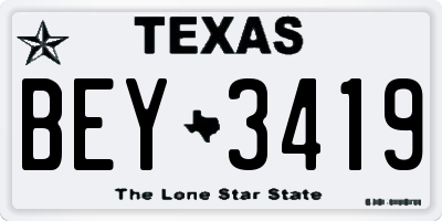 TX license plate BEY3419