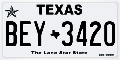TX license plate BEY3420