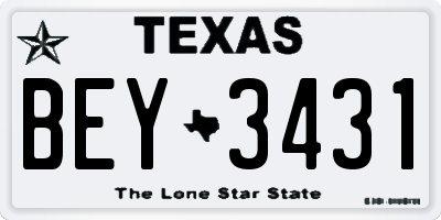 TX license plate BEY3431