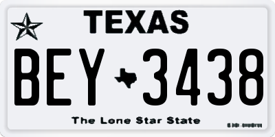 TX license plate BEY3438