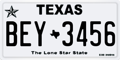 TX license plate BEY3456