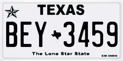 TX license plate BEY3459