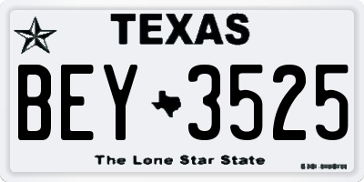 TX license plate BEY3525