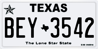 TX license plate BEY3542