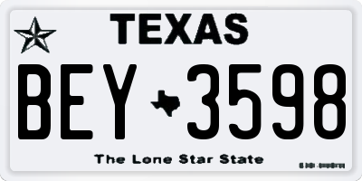 TX license plate BEY3598