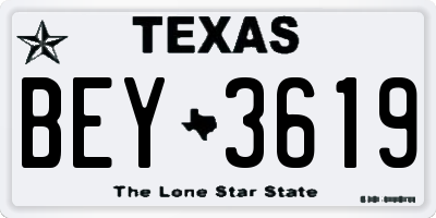 TX license plate BEY3619
