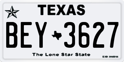 TX license plate BEY3627