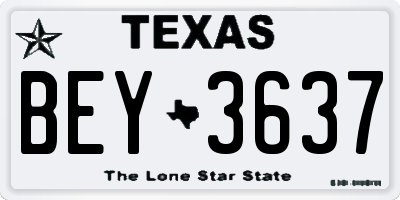 TX license plate BEY3637