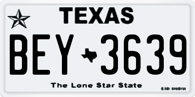 TX license plate BEY3639