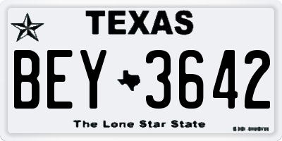 TX license plate BEY3642