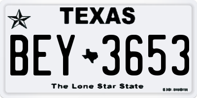 TX license plate BEY3653