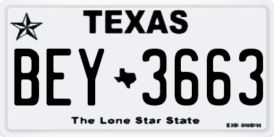 TX license plate BEY3663