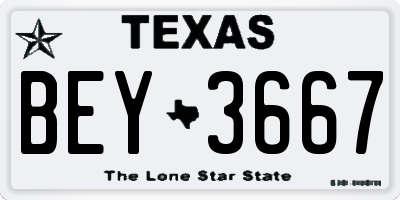 TX license plate BEY3667