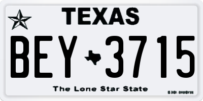 TX license plate BEY3715