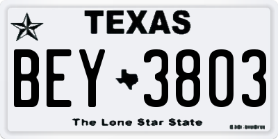 TX license plate BEY3803